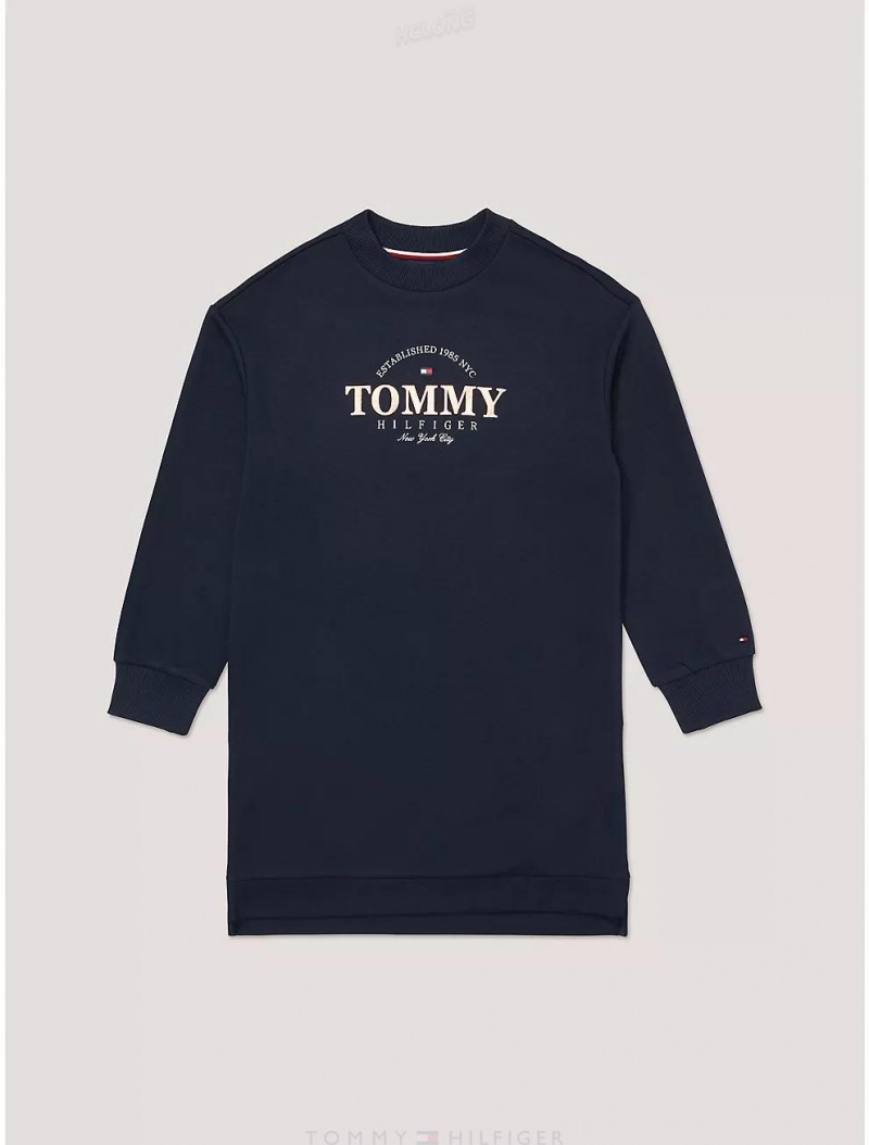 Tommy Hilfiger Kids' Hilfiger NY Logo Sweatshirt Dress Dresses & Skirts Desert Sky | 0328-TEOAX