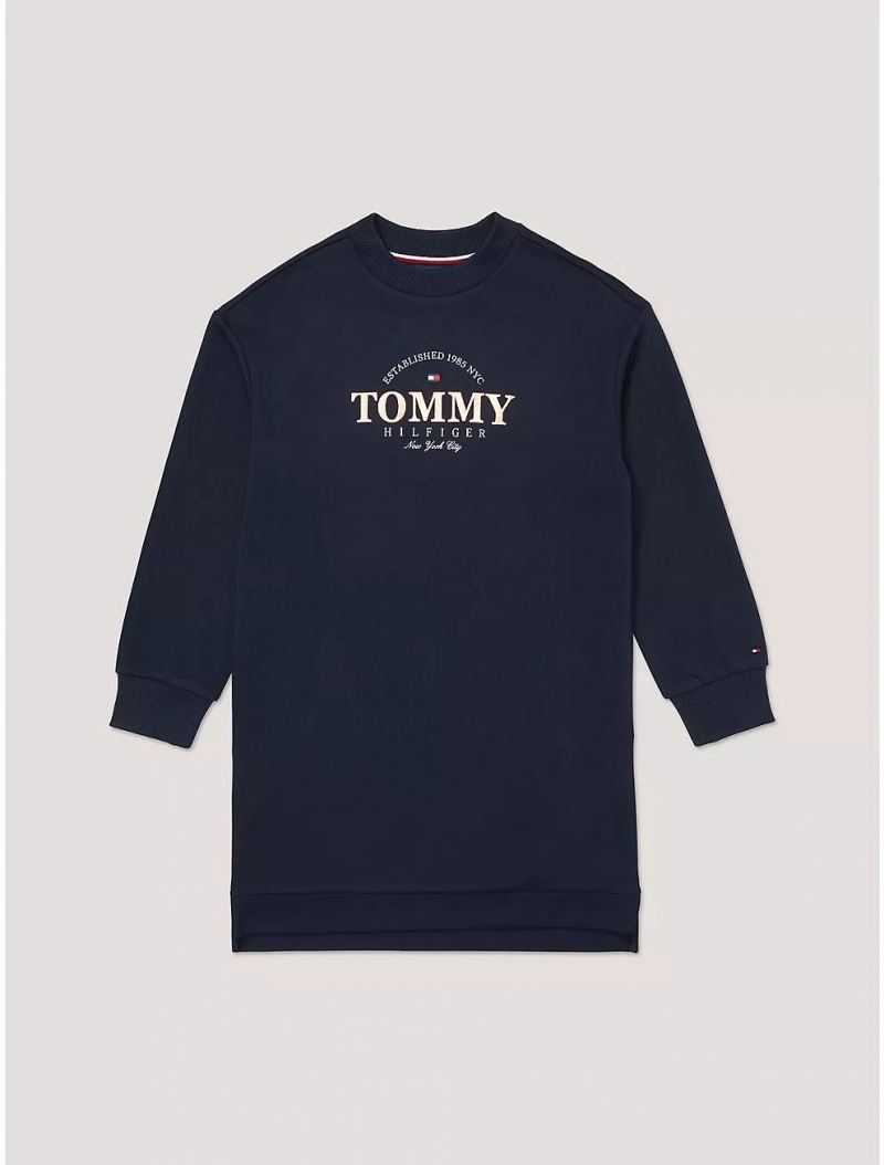 Tommy Hilfiger Kids\' Hilfiger NY Logo Sweatshirt Dress Dresses & Skirts Desert Sky | 0328-TEOAX