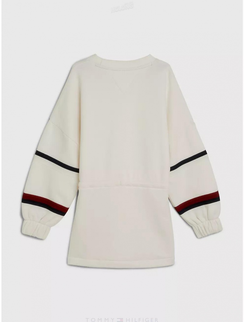 Tommy Hilfiger Kids' Logo Stripe Sweater Dress Dresses & Skirts Ancient White | 8906-FNGHW