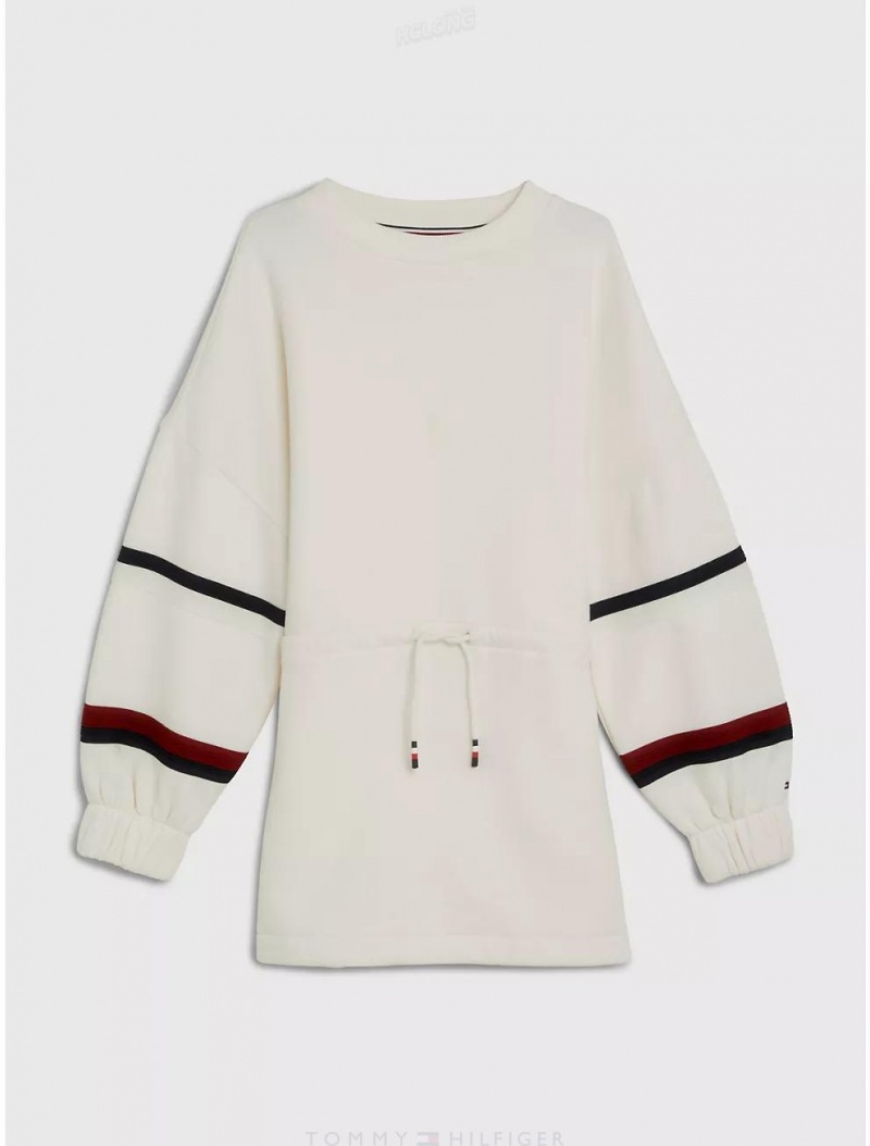 Tommy Hilfiger Kids' Logo Stripe Sweater Dress Dresses & Skirts Ancient White | 8906-FNGHW