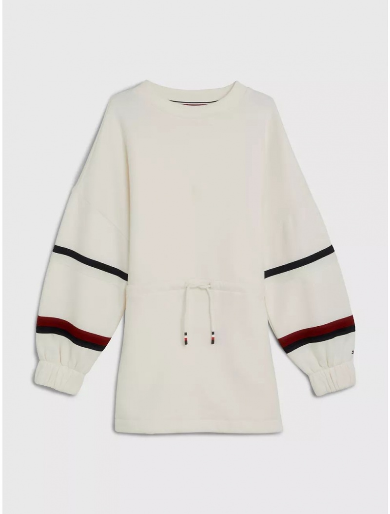 Tommy Hilfiger Kids\' Logo Stripe Sweater Dress Dresses & Skirts Ancient White | 8906-FNGHW