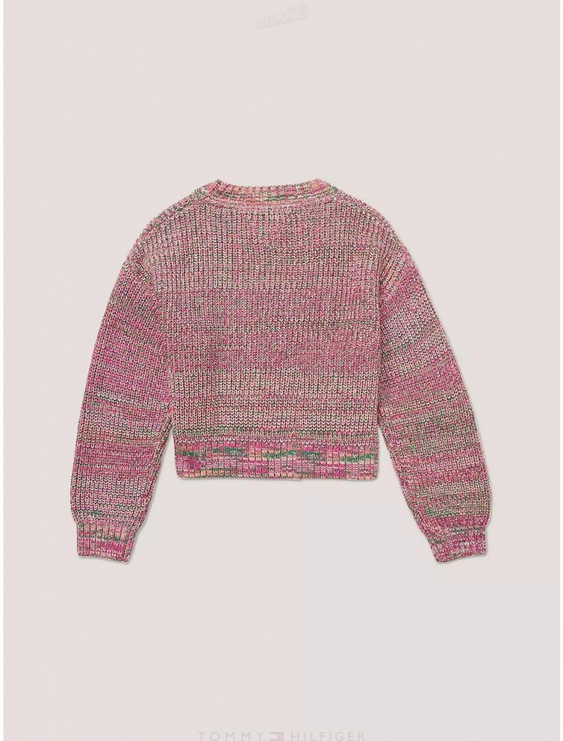 Tommy Hilfiger Kids' Melange Knit Sweater Sweatshirts & Sweaters Eccentric Magenta Multi | 5098-OXUEV