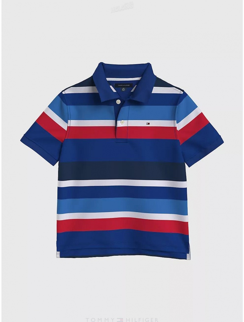 Tommy Hilfiger Kids' Multi Stripe Polo Polos Lake Crest Blue Multi | 4301-ANGZT