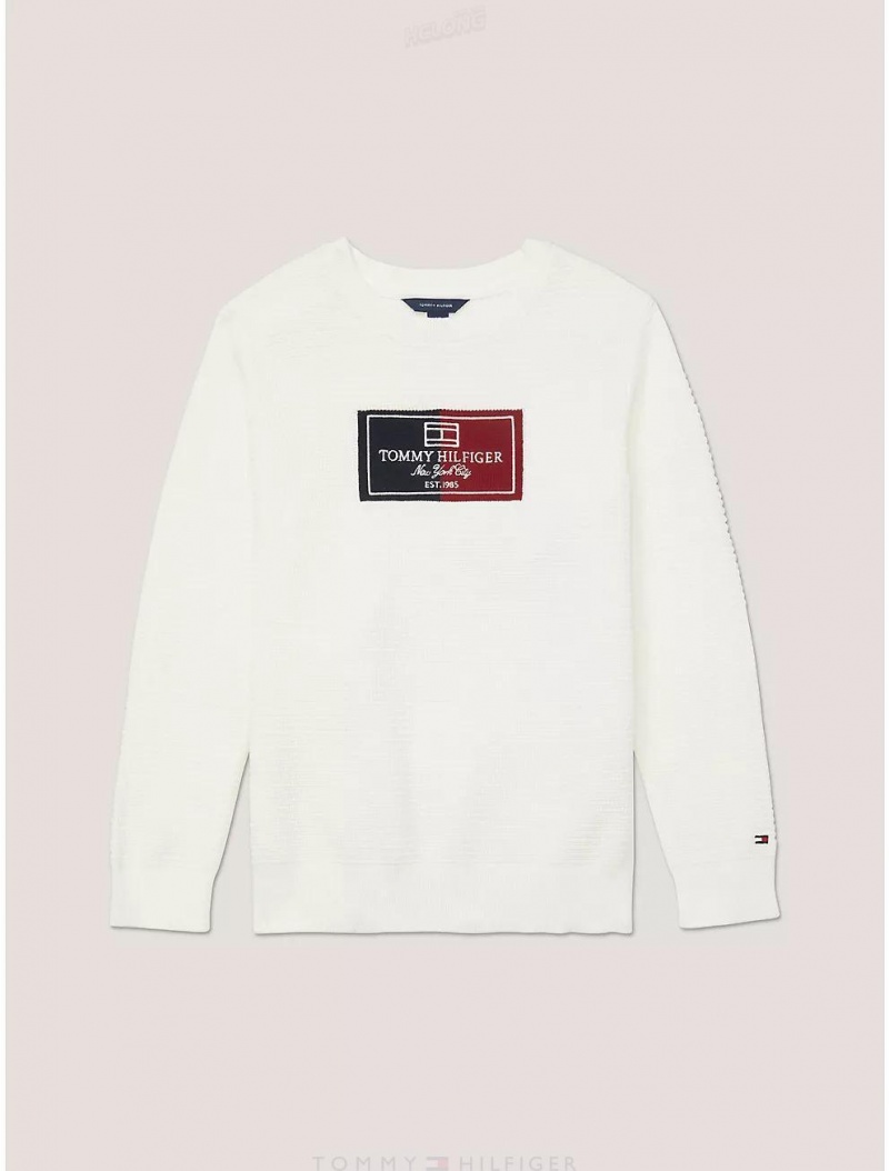 Tommy Hilfiger Kids' NYC Flag Sweater Sweatshirts & Sweaters Ivory Petal | 2754-FYNID