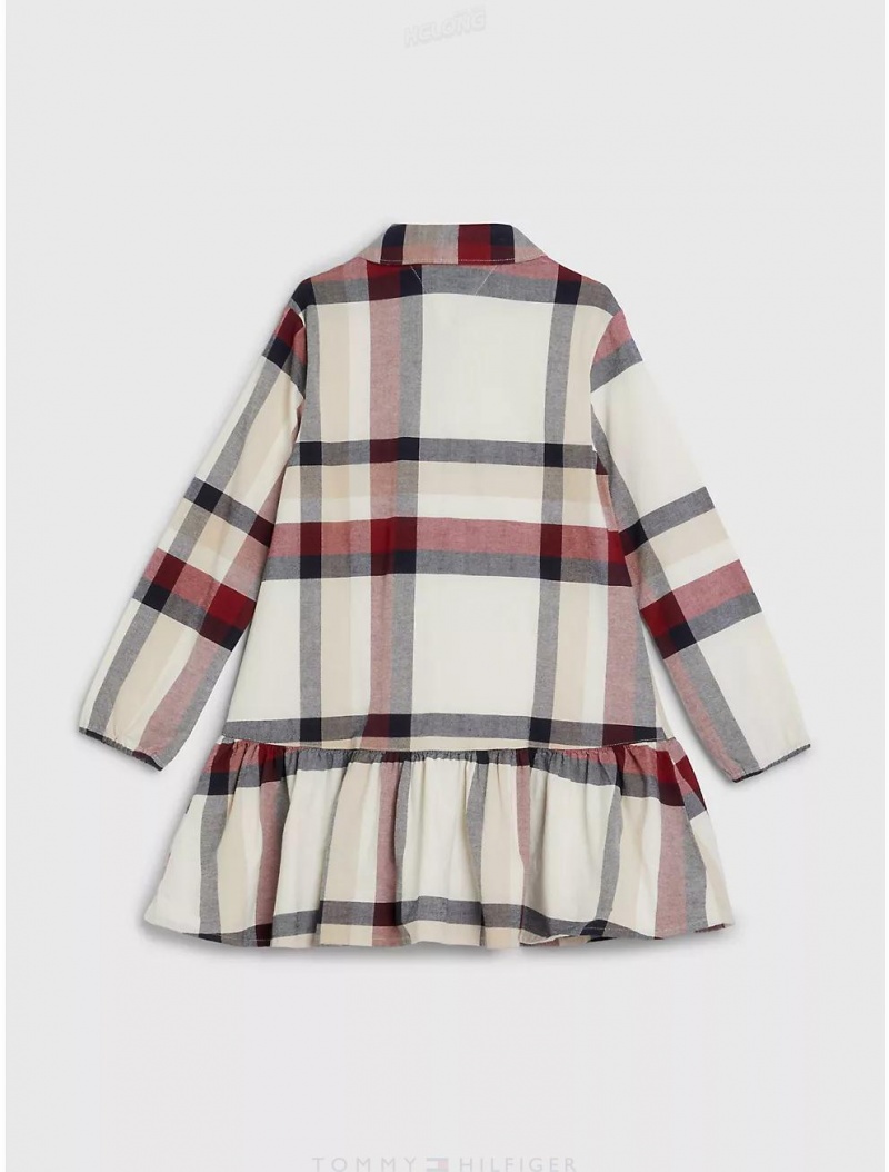 Tommy Hilfiger Kids' Plaid Shirtdress Dresses & Skirts Ivory / Multi Check | 6345-RVODZ