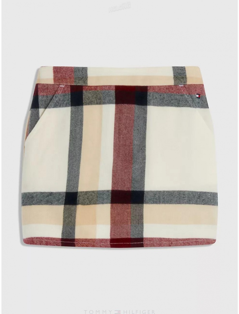 Tommy Hilfiger Kids' Plaid Skirt Dresses & Skirts Ivory / Multi Check | 5184-LRGKQ