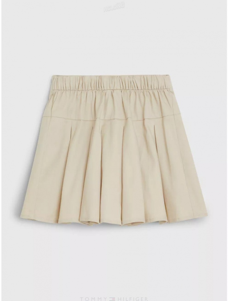 Tommy Hilfiger Kids' Pleated Skirt Dresses & Skirts Classic Beige | 1425-DBTXG