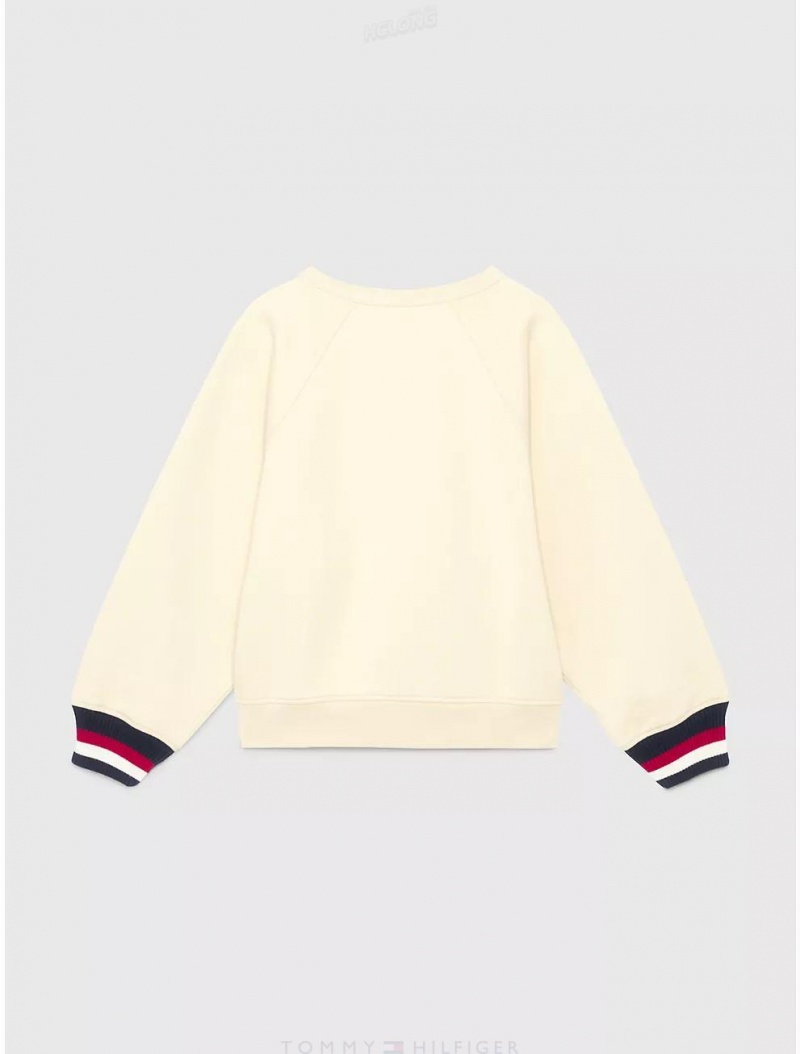 Tommy Hilfiger Kids' Reversible Logo Sweatshirt Sweatshirts & Sweaters Classic Beige | 6291-HWDVL