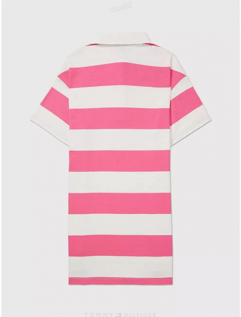 Tommy Hilfiger Kids' Rugby Stripe Dress Dresses & Skirts Coral Berry Multi | 5398-DPZVL