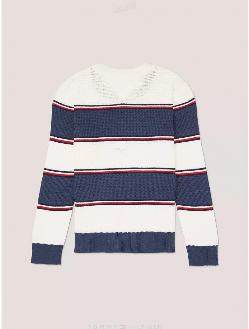 Tommy Hilfiger Kids' Rugby Stripe Sweater Sweatshirts & Sweaters Cobalt Sapphire / Colorblock | 7483-ZTLXM