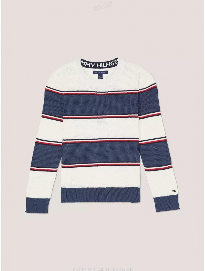 Tommy Hilfiger Kids' Rugby Stripe Sweater Sweatshirts & Sweaters Cobalt Sapphire / Colorblock | 7483-ZTLXM