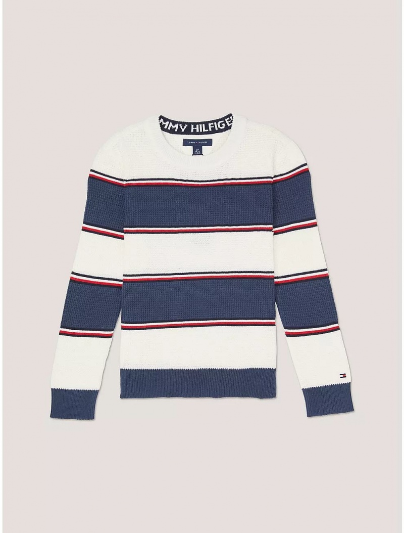 Tommy Hilfiger Kids\' Rugby Stripe Sweater Sweatshirts & Sweaters Cobalt Sapphire / Colorblock | 7483-ZTLXM