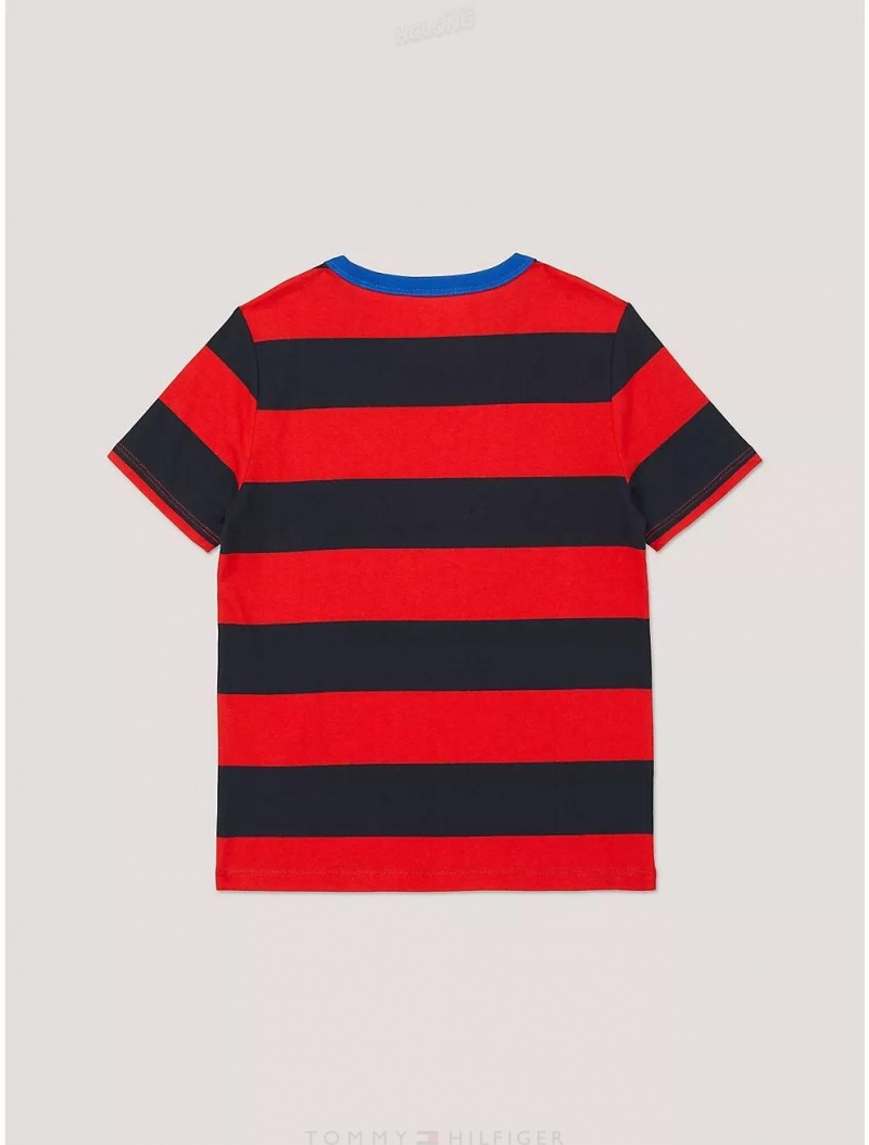 Tommy Hilfiger Kids' Rugby Stripe T-Shirt T-Shirts Blush Red | 4825-AMVGC