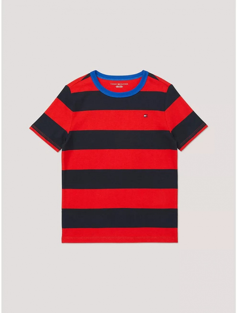 Tommy Hilfiger Kids\' Rugby Stripe T-Shirt T-Shirts Blush Red | 4825-AMVGC