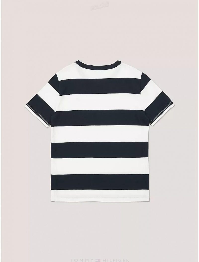 Tommy Hilfiger Kids' Rugby Stripe T-Shirt T-Shirts Fresh White | 0893-ANVYQ