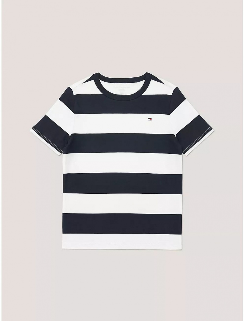 Tommy Hilfiger Kids\' Rugby Stripe T-Shirt T-Shirts Fresh White | 0893-ANVYQ