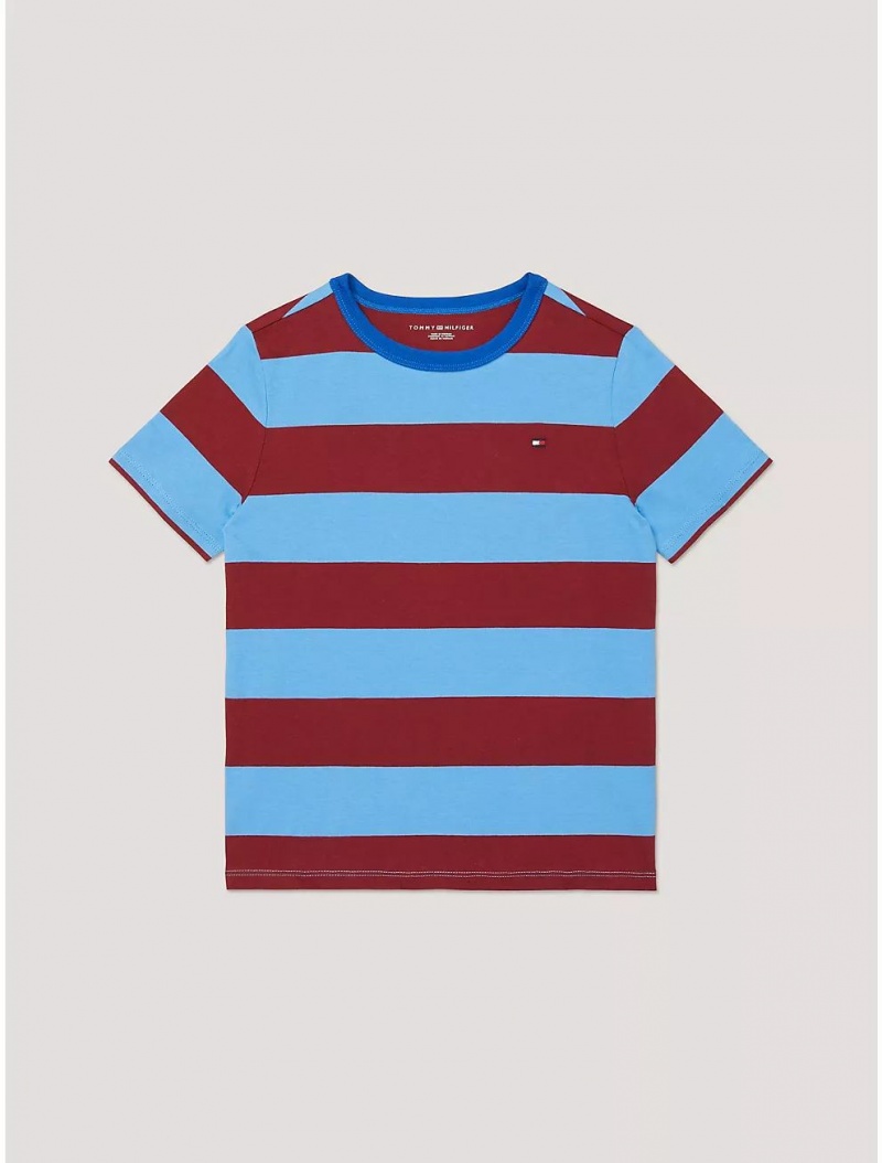 Tommy Hilfiger Kids\' Rugby Stripe T-Shirt T-Shirts Aegean Ocean | 0397-ZJGEB