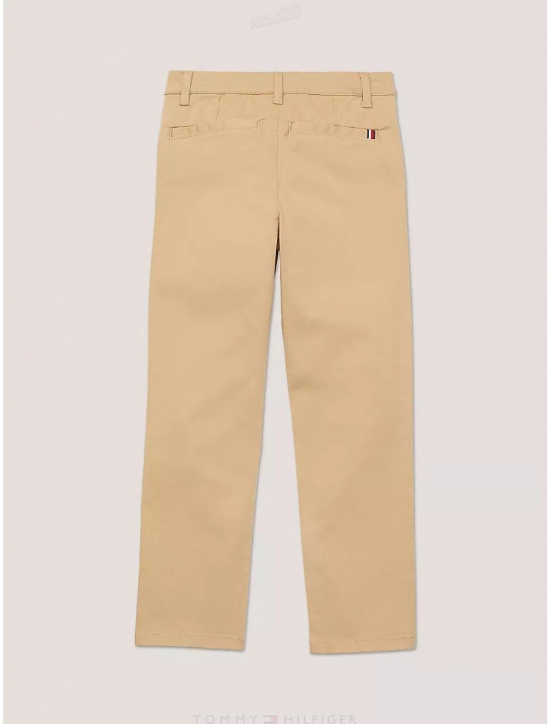 Tommy Hilfiger Kids' Solid Chino Pant Pants Travertine | 7598-GJEXD