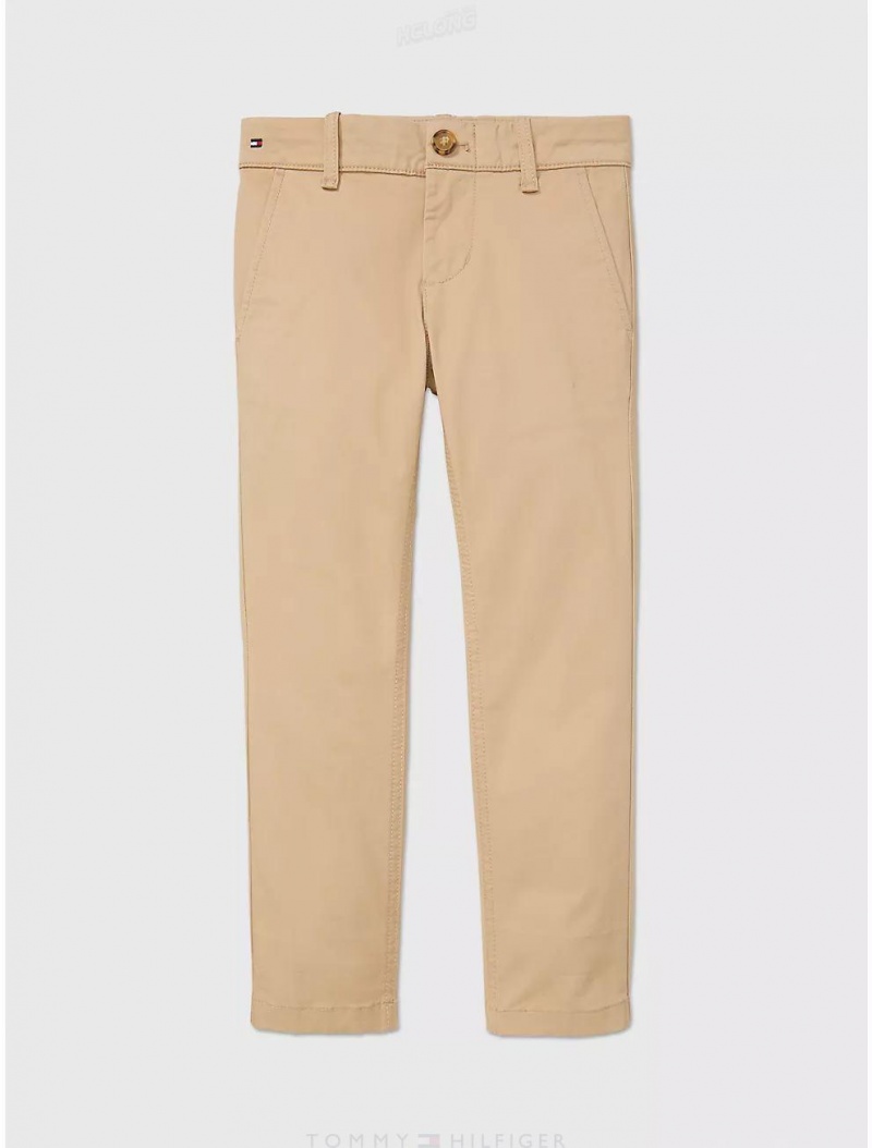 Tommy Hilfiger Kids' Solid Chino Pants Tannin | 9406-IQFHG