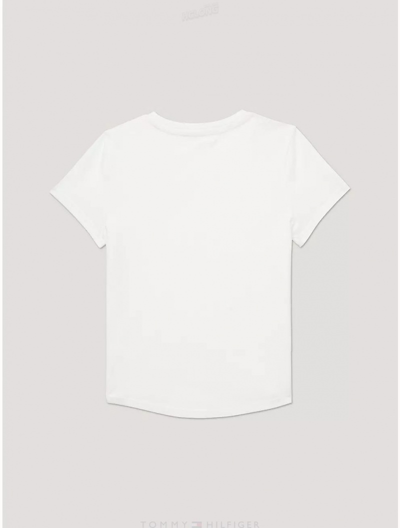 Tommy Hilfiger Kids' Solid Cotton T-Shirt T-Shirts Fresh White | 9412-JZKUW