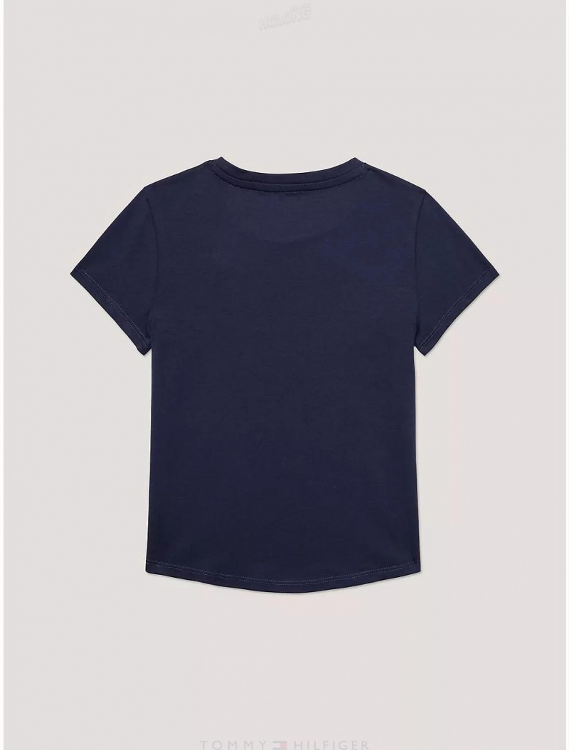 Tommy Hilfiger Kids' Solid Cotton T-Shirt T-Shirts Cobalt Sapphire | 3689-CQESO