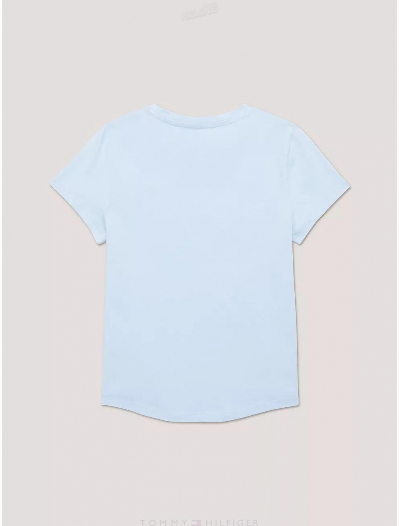 Tommy Hilfiger Kids' Solid Cotton T-Shirt T-Shirts Chambray Sky | 5234-MABWN