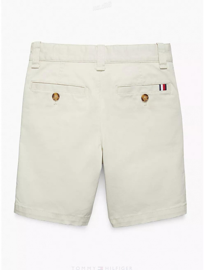 Tommy Hilfiger Kids' Solid Flag Short Shorts Sand Khaki | 5372-ZYLJT