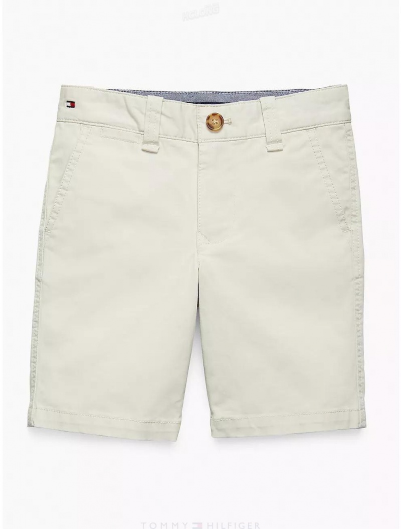 Tommy Hilfiger Kids' Solid Flag Short Shorts Sand Khaki | 5372-ZYLJT