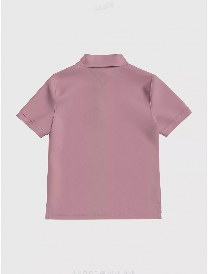 Tommy Hilfiger Kids' Solid Stretch Polo Polos Broadway Pink | 2301-QIDXS