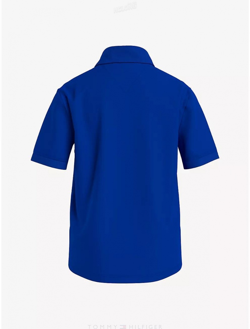 Tommy Hilfiger Kids' Solid Stretch Polo Polos Blue River Fog | 9240-DWGOJ