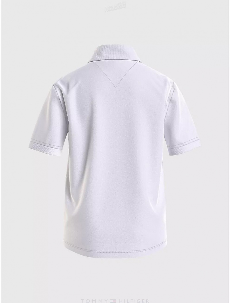 Tommy Hilfiger Kids' Solid Stretch Polo Polos Fresh White | 6142-YJQMG