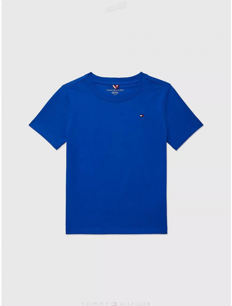 Tommy Hilfiger Kids' Solid T-Shirt T-Shirts Cobalt | 2957-VBFTE