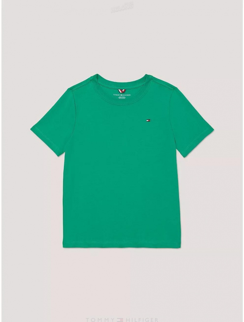 Tommy Hilfiger Kids' Solid T-Shirt T-Shirts Green Malachite | 6081-PRIOU