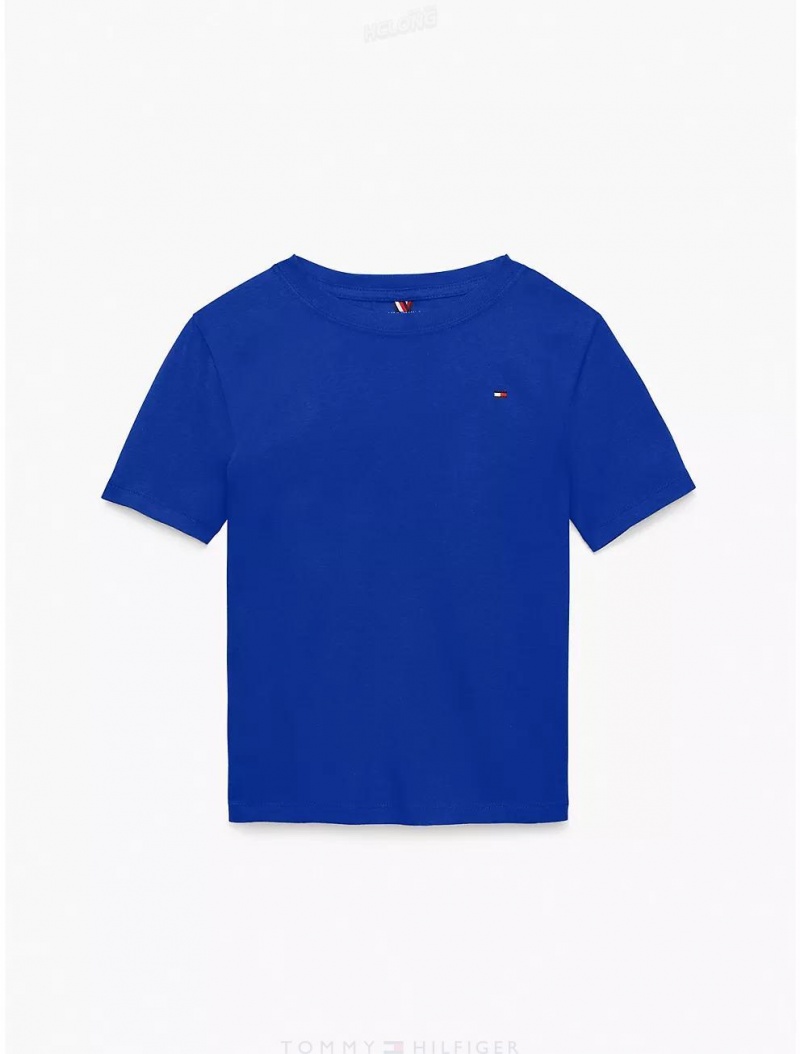 Tommy Hilfiger Kids' Solid T-Shirt T-Shirts Blue Craze | 4079-GDBHP