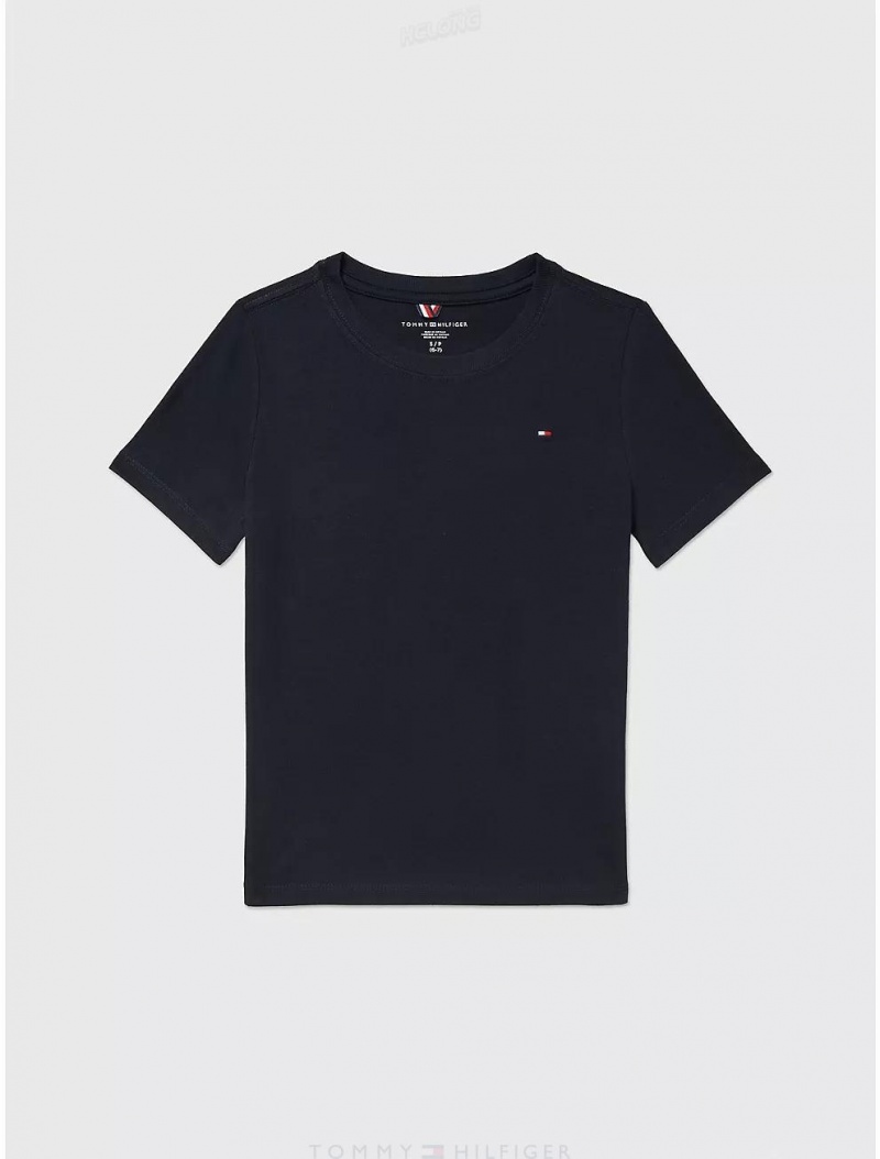 Tommy Hilfiger Kids' Solid T-Shirt T-Shirts Dark Sable | 5480-LMZBG