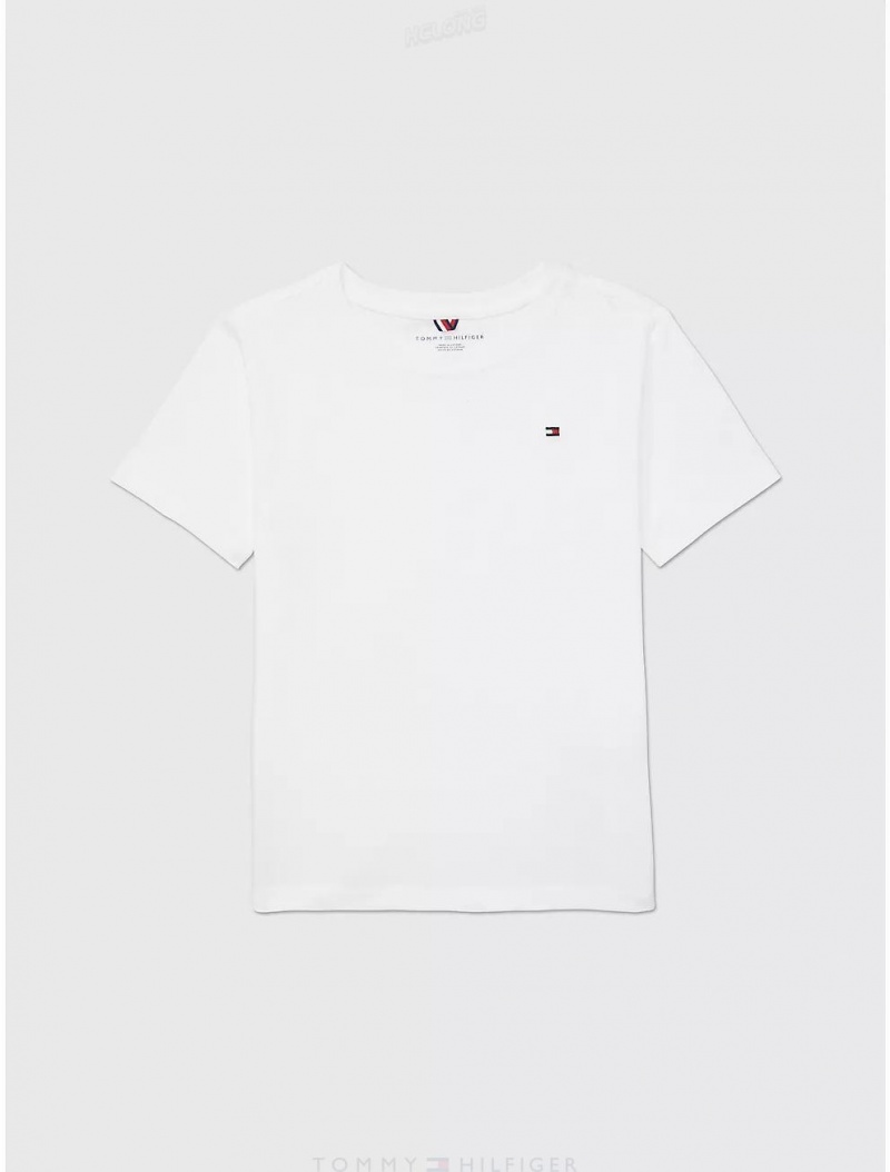 Tommy Hilfiger Kids' Solid T-Shirt T-Shirts Optic White | 2361-QXLKA