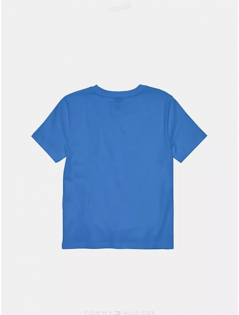 Tommy Hilfiger Kids' Solid V-Neck T-Shirt T-Shirts Palace Blue | 9027-ZKMNX