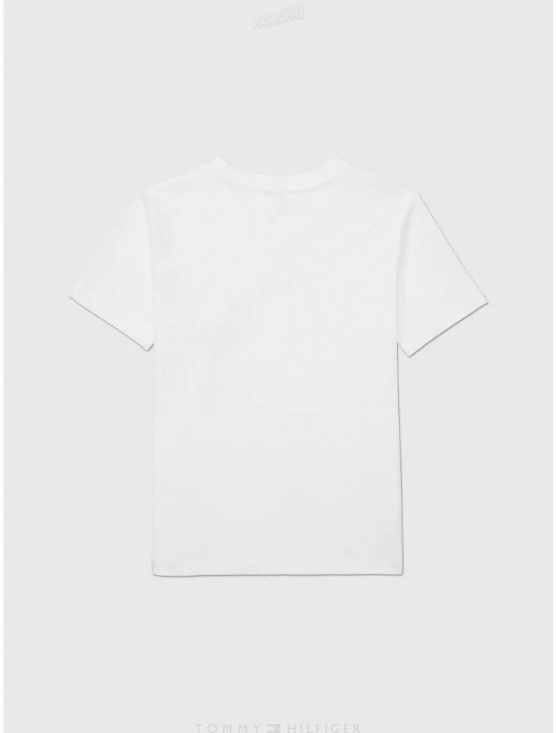 Tommy Hilfiger Kids' Solid V-Neck T-Shirt T-Shirts Optic White | 4132-DOLMI