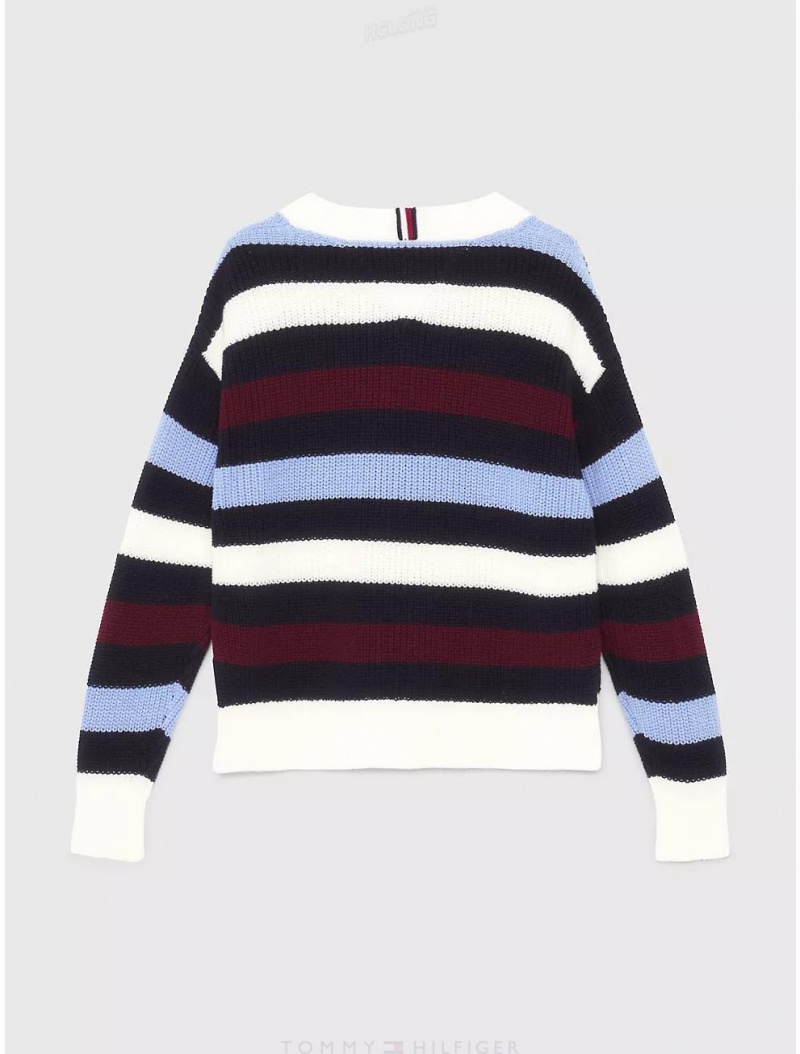 Tommy Hilfiger Kids' Stripe Crewneck Sweater Sweatshirts & Sweaters Multicolored Stripe | 6531-SIPLB