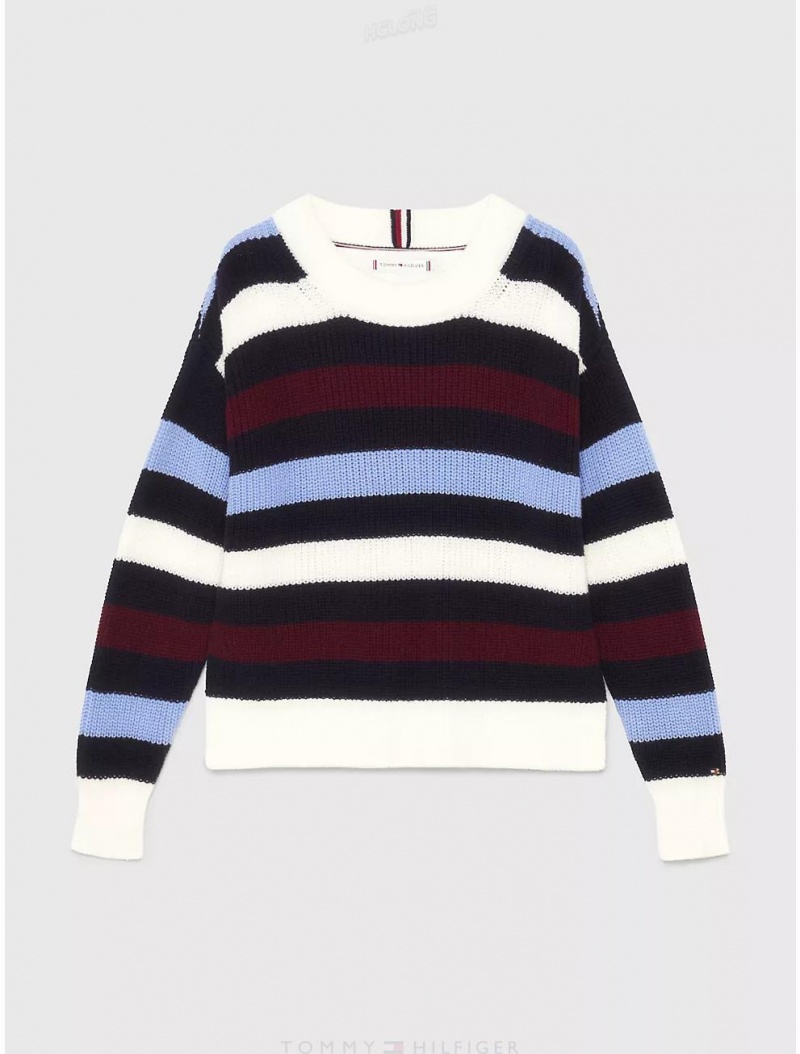 Tommy Hilfiger Kids' Stripe Crewneck Sweater Sweatshirts & Sweaters Multicolored Stripe | 6531-SIPLB