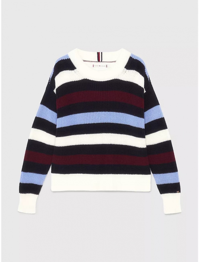 Tommy Hilfiger Kids\' Stripe Crewneck Sweater Sweatshirts & Sweaters Multicolored Stripe | 6531-SIPLB