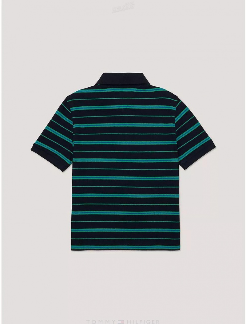 Tommy Hilfiger Kids' Stripe Polo Polos Desert Sky | 0896-RNEJO