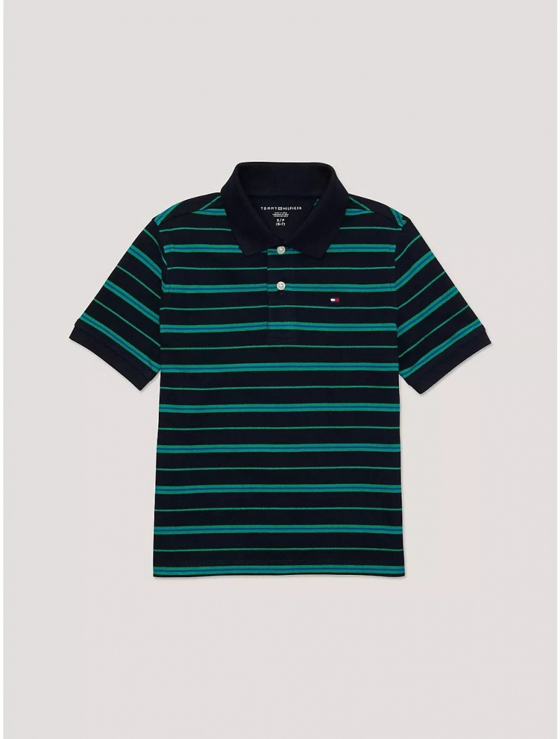 Tommy Hilfiger Kids\' Stripe Polo Polos Desert Sky | 0896-RNEJO