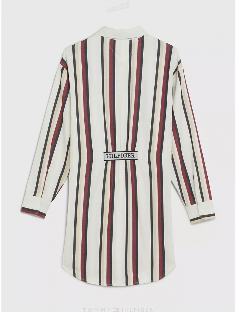 Tommy Hilfiger Kids' Stripe Shirtdress Dresses & Skirts Ivory / Red White Blue Stripe | 4587-TEWYL