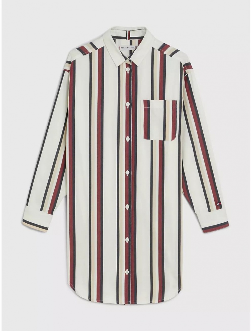 Tommy Hilfiger Kids\' Stripe Shirtdress Dresses & Skirts Ivory / Red White Blue Stripe | 4587-TEWYL