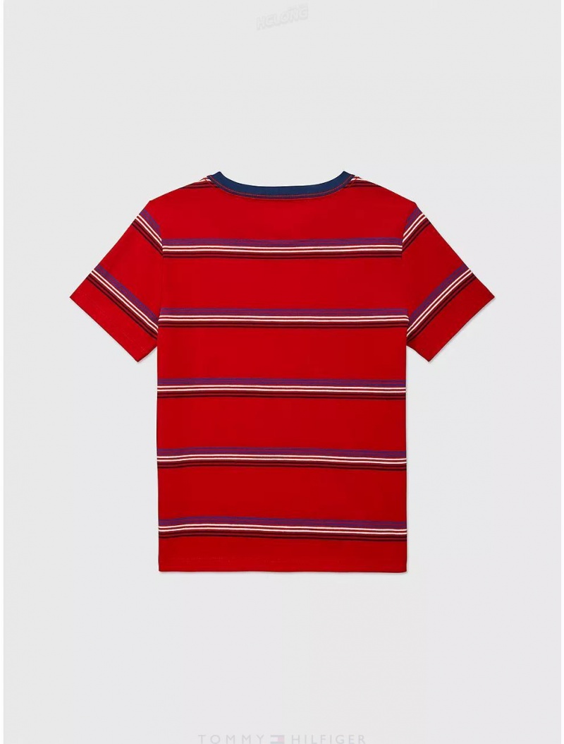 Tommy Hilfiger Kids' Stripe T-Shirt T-Shirts Blush Red | 9356-DCLYX