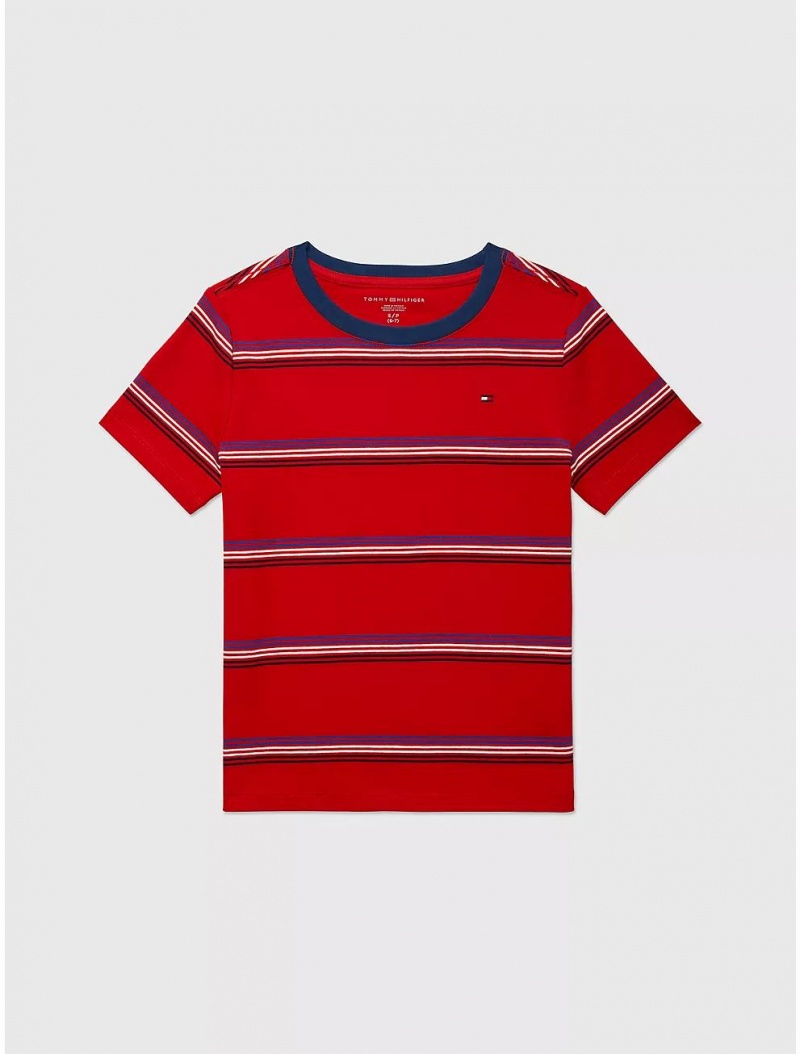 Tommy Hilfiger Kids\' Stripe T-Shirt T-Shirts Blush Red | 9356-DCLYX