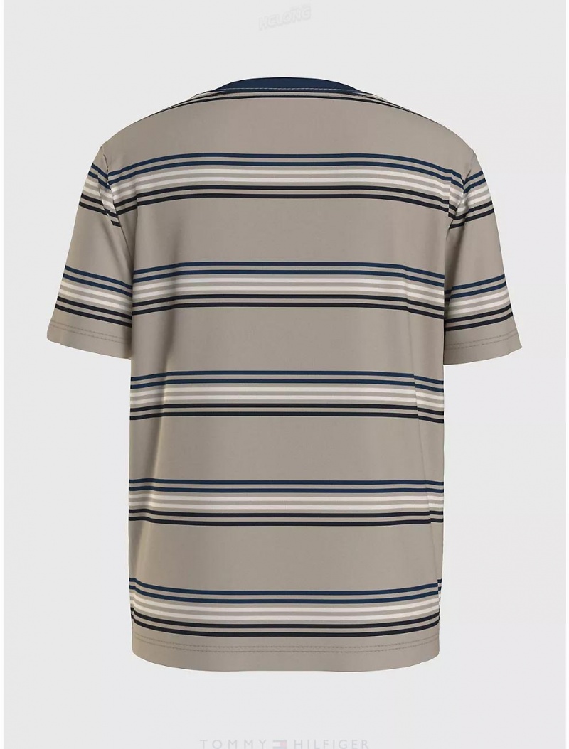 Tommy Hilfiger Kids' Stripe T-Shirt T-Shirts Palamino | 2056-YFAIJ