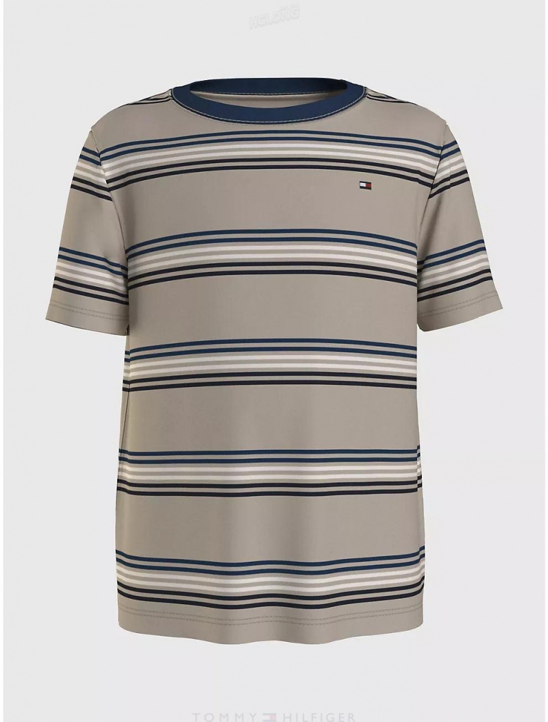 Tommy Hilfiger Kids' Stripe T-Shirt T-Shirts Palamino | 2056-YFAIJ