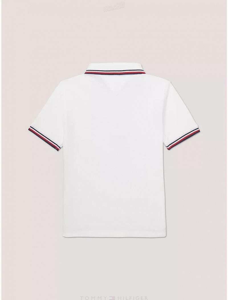 Tommy Hilfiger Kids' Tipped Polo Polos Fresh White | 9173-OYENQ